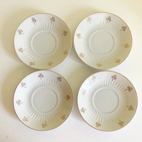 4 Vtg Irish Clover Porcelain Coffee Cups Saucers Japan Tea Cup, Mugs - Picture 7 of 14